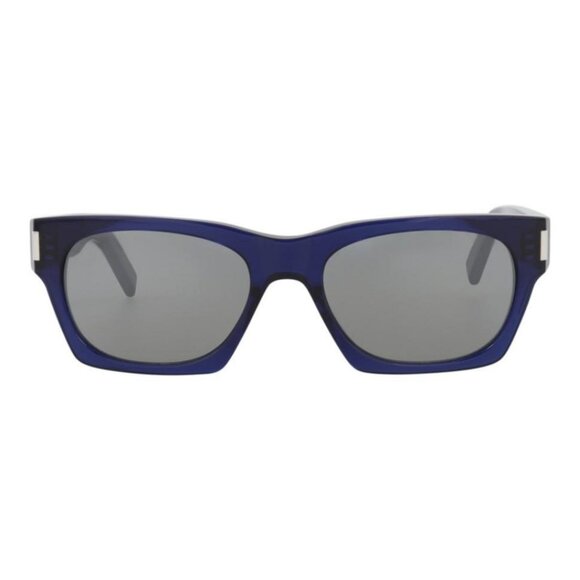 Saint Laurent Unisex Square/Rectangle Blue Blue Silver Fashion Designer Eyewear - Picture 1 of 4